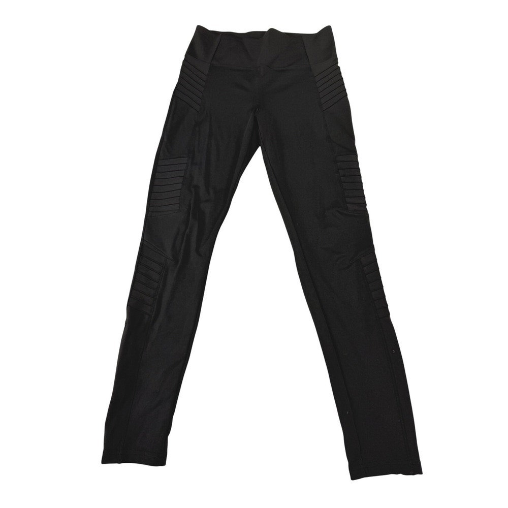 Athleta Delancey Moto‎ Tight Leggings Black High Rise Ankle Zip Womens Size M